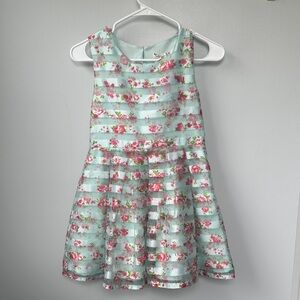 Knitworks Mint Green Floral Party Dress with Pink Roses